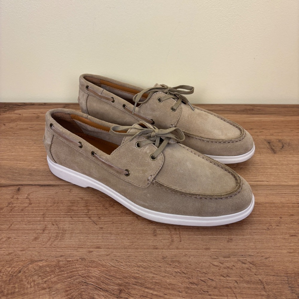 NORDSTROM RACK Kendrick Lace Up Boat Shoe Tan Shore Men Size 9 Suede Moc Toe